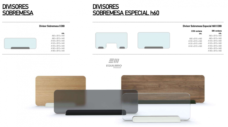 : DIVISORES SOBREMESA :: Equilibrio Modular - Amplio catalogo en muebles y mobiliario de oficina para todo Mexico.